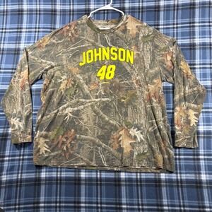 NASCAR Jimmie Johnson 48 Camo Long Sleeve Shirt Mens XXL RealTree Racing Tee
